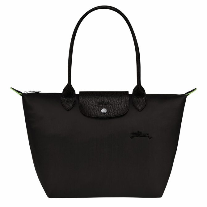 Women Shoulder Bags | Longchamp Le Pliage Green M Tote Bag Black