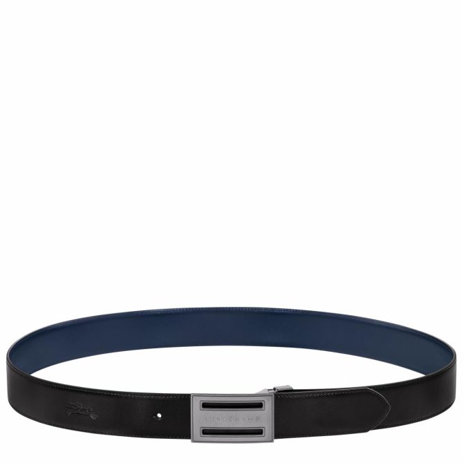 Men Belts | Longchamp Delta Box Black/Navy