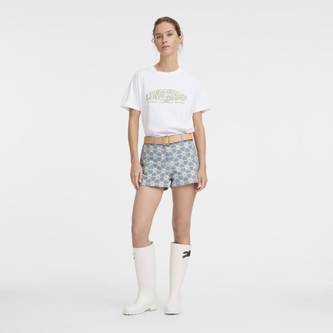 Women Trousers & Shorts | Longchamp Embroidered Shorts Sky Blue