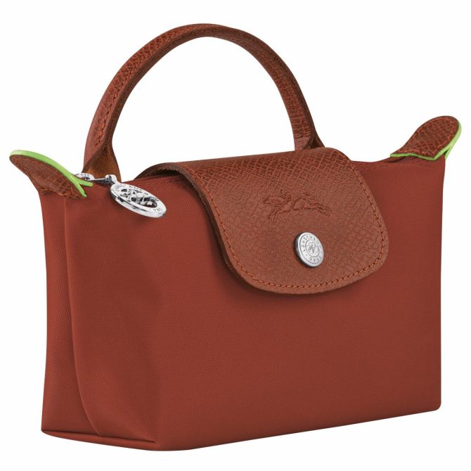 Women/Men Pouches & Cases | Longchamp Le Pliage Green Pouch With Handle Chestnut