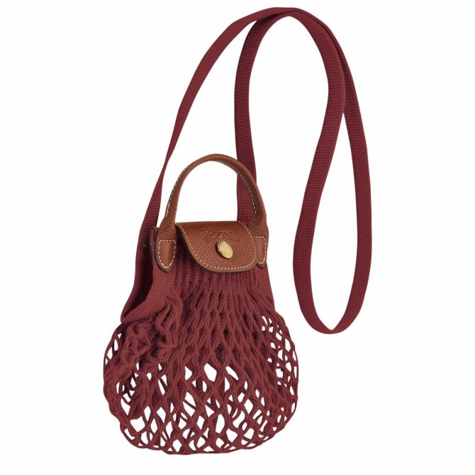 Women Clutches | Longchamp Le Pliage Filet XS Mesh Bag Mahogany