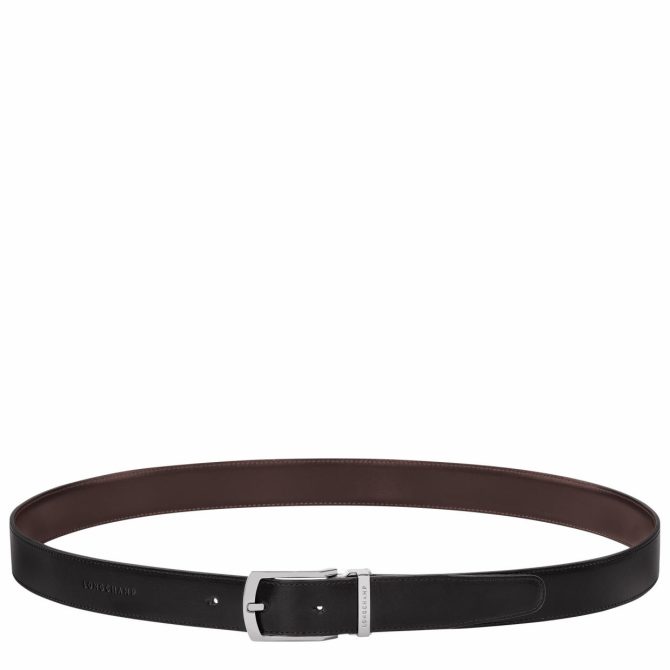 Men Belts | Longchamp Delta Box Men's Belt Black/Mocha