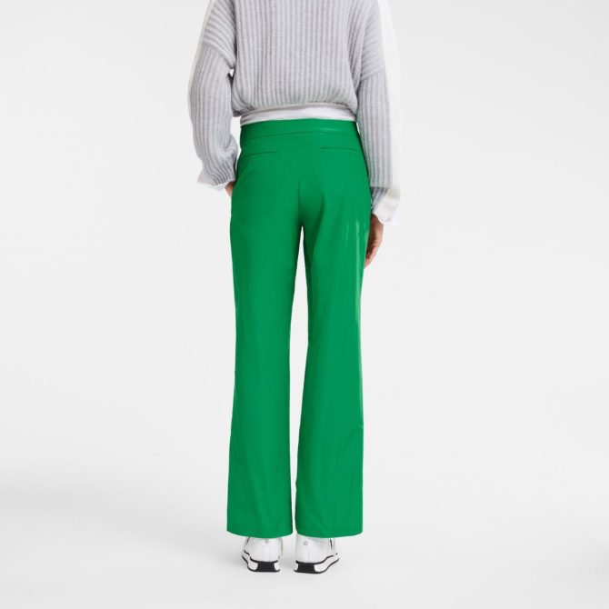 Women Trousers & Shorts | Longchamp Straight Pants With Patch Green