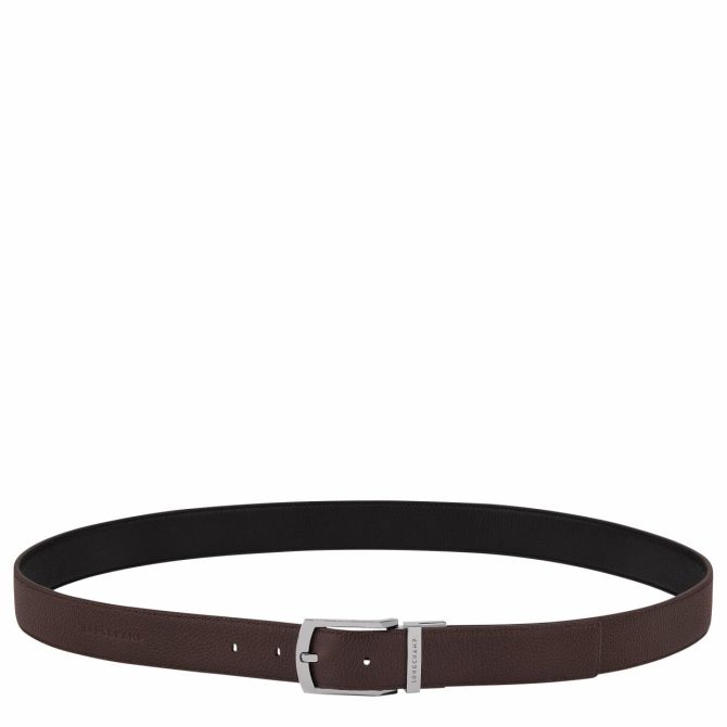 Men Belts | Longchamp Le Foulonné Men's Belt Mocha/Black