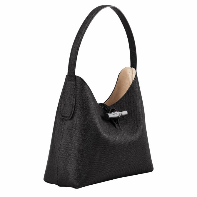 Women Shoulder Bags | Longchamp Le Roseau M Hobo Bag Black