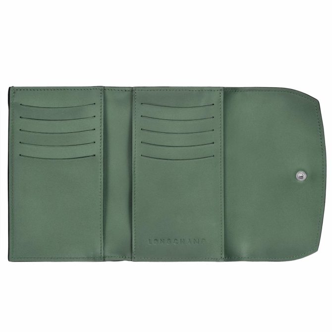 Women Leather Wallets | Longchamp Le Roseau Wallet Sage