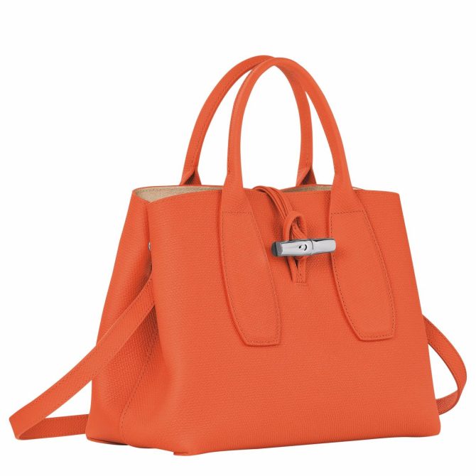 Women Handbags | Longchamp Le Roseau M Handbag Orange