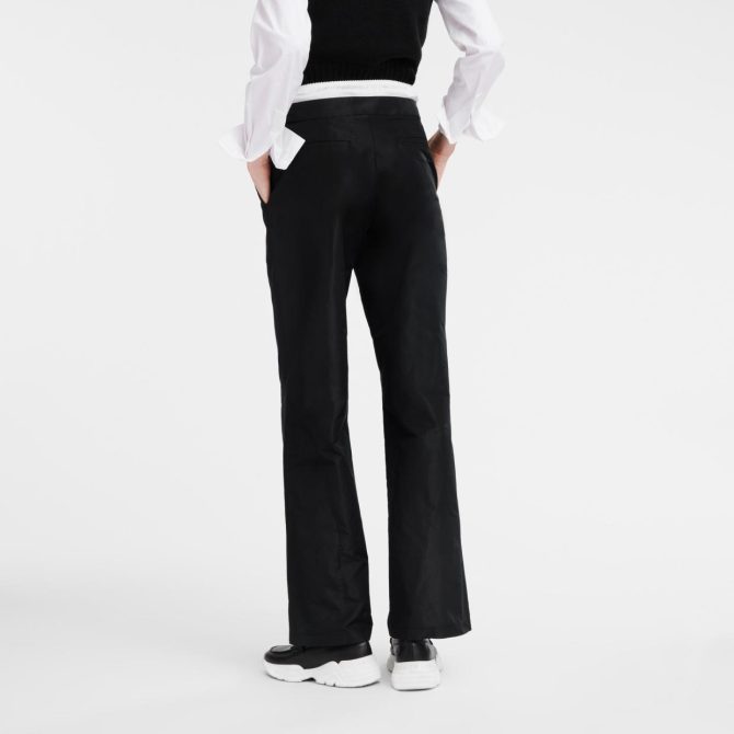 Women Trousers & Shorts | Longchamp Straight Pants With Patch Black