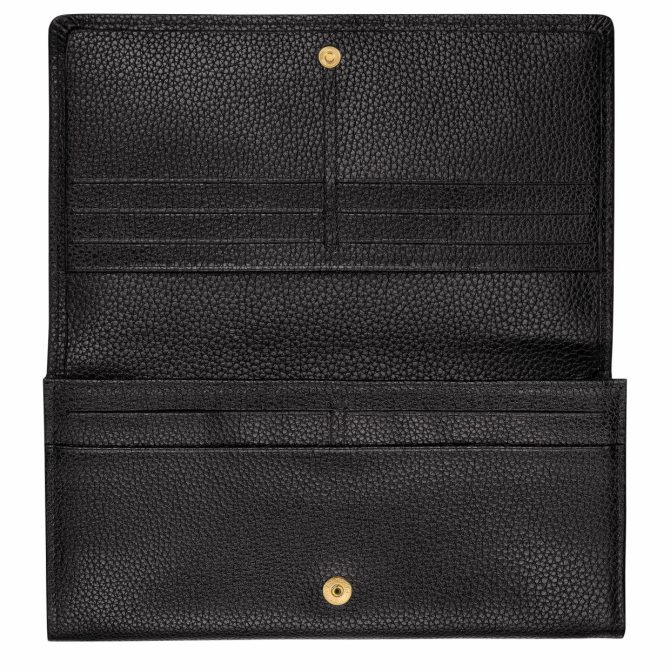 Women Leather Wallets | Longchamp Le Foulonné Continental Wallet Black