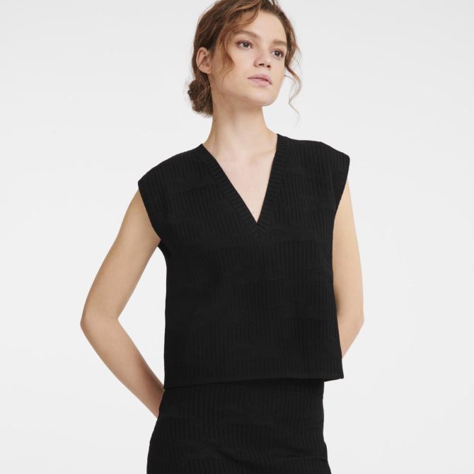 Women Knitwear | Longchamp Sleeveless Sweater Black