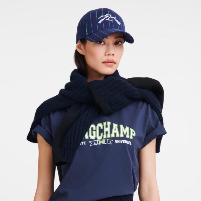 Women Caps & Hats | Longchamp Striped Cap Navy