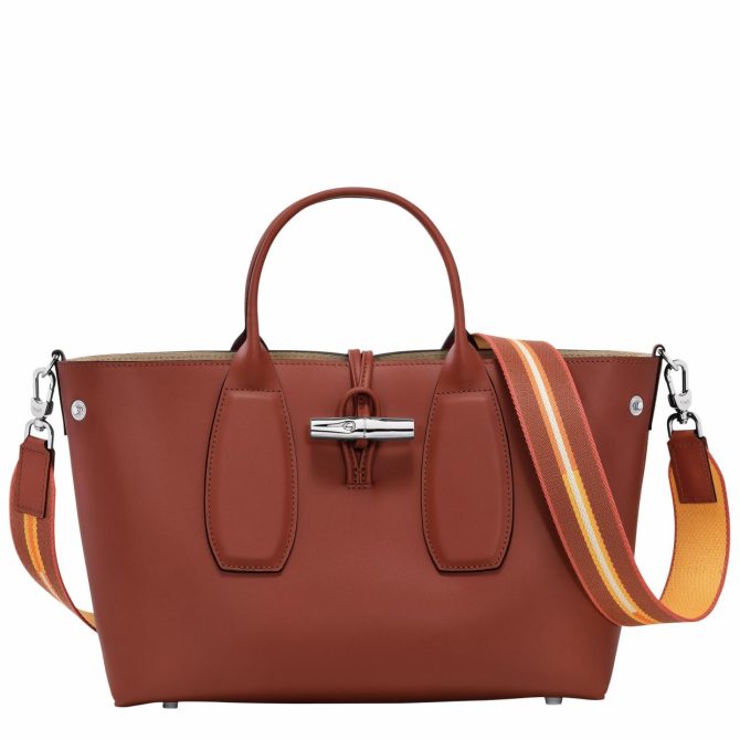 Women Handbags | Longchamp Le Roseau M Handbag Mahogany