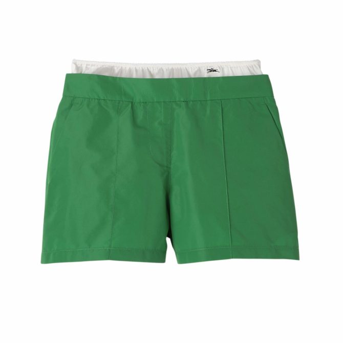 Women Trousers & Shorts | Longchamp Short Pants With Belt Patch Green