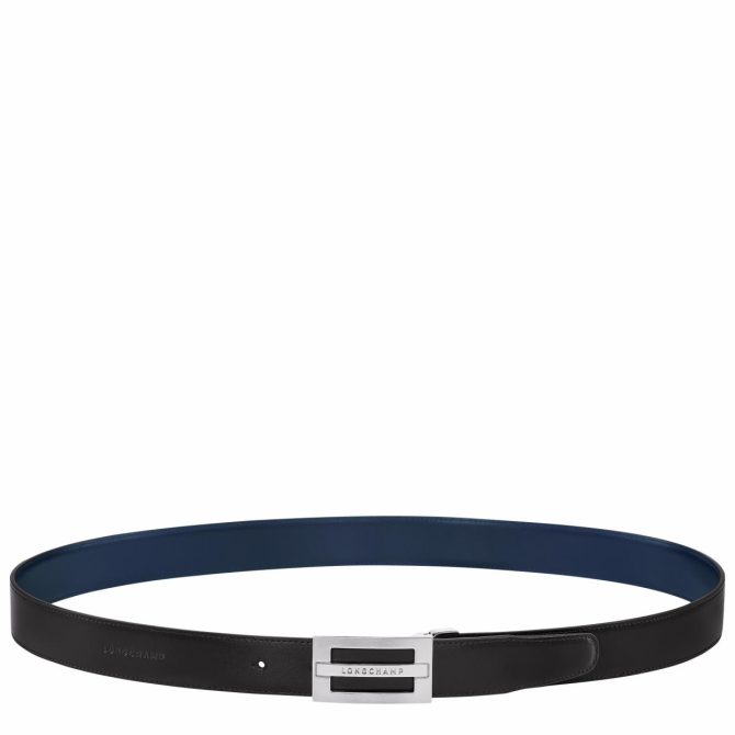 Men Belts | Longchamp Delta Box Black/Navy