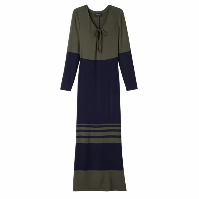 Women Dresses & Skirts | Longchamp Long Dress Navy/Khaki