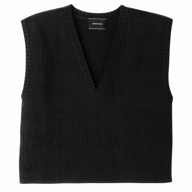 Women Knitwear | Longchamp Sleeveless Sweater Black