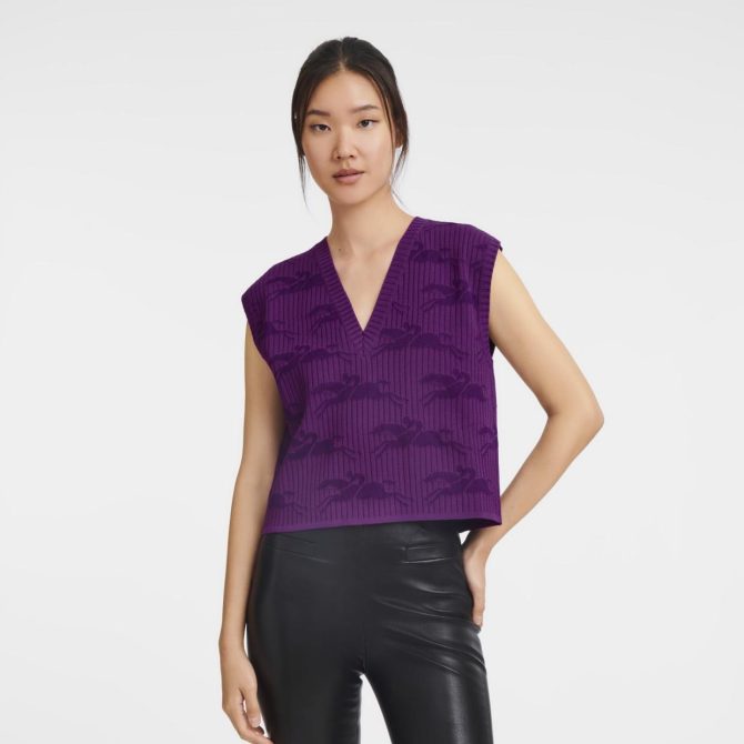 Women Knitwear | Longchamp Sleeveless Sweater Violet