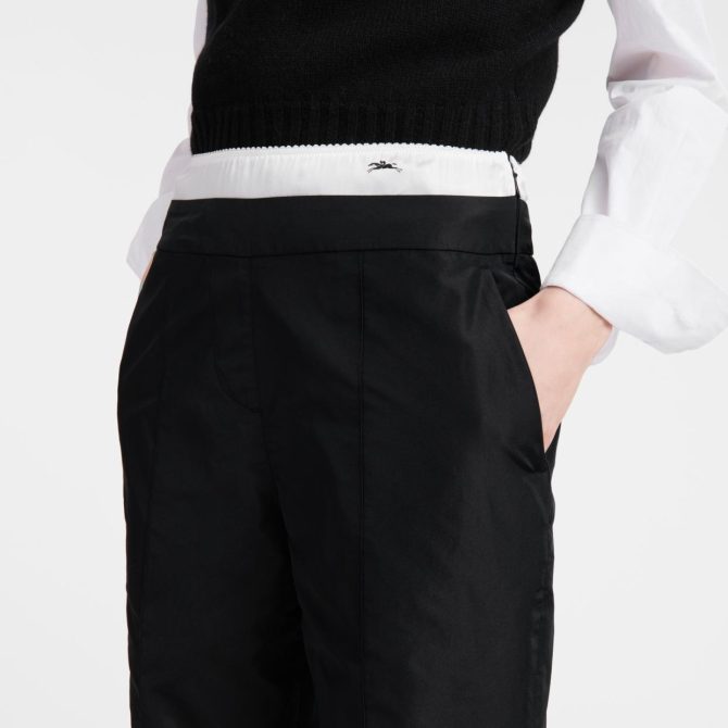 Women Trousers & Shorts | Longchamp Straight Pants With Patch Black