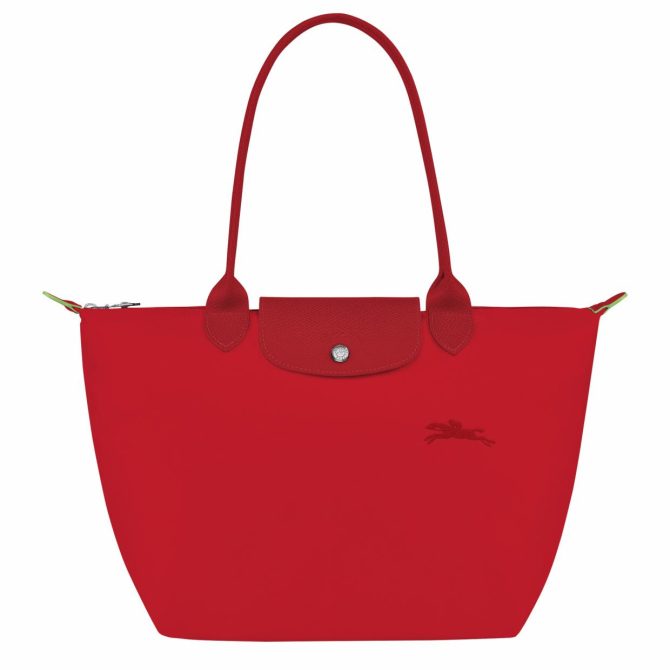 Women Shoulder Bags | Longchamp Le Pliage Green M Tote Bag Tomato