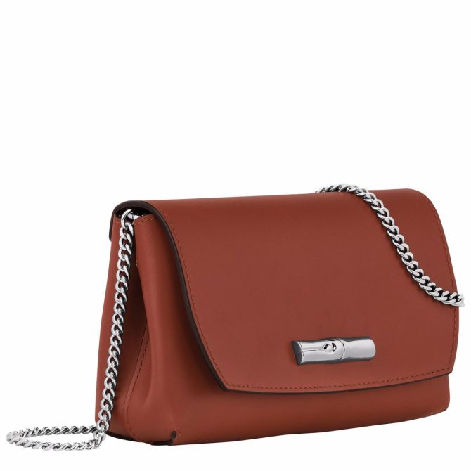 Women Clutches | Longchamp Le Roseau Clutch Mahogany