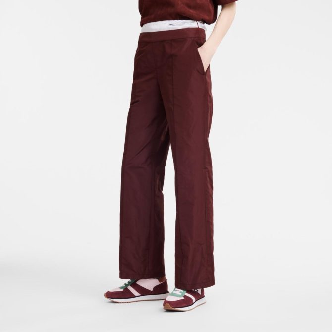 Women Trousers & Shorts | Longchamp Straight Pants With Patch Burgundy