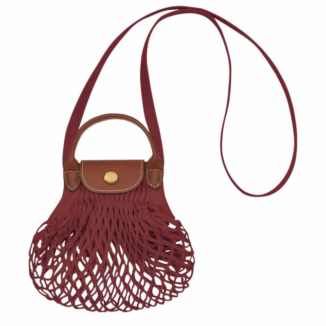 Women Clutches | Longchamp Le Pliage Filet XS Mesh Bag Mahogany