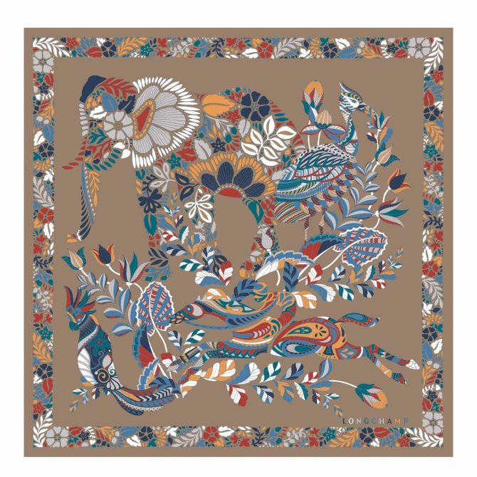 Women Silk Scarves | Longchamp Forêt Longchamp Silk Scarf 50 Clay