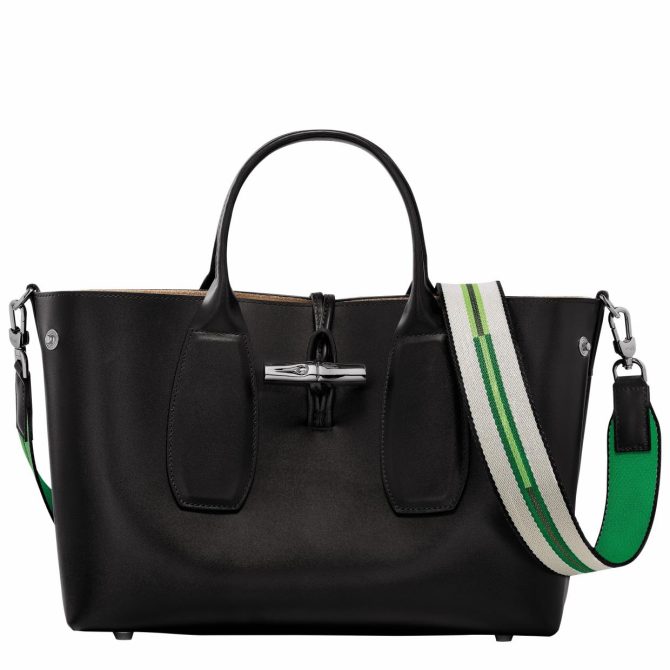 Women Handbags | Longchamp Le Roseau M Handbag Black