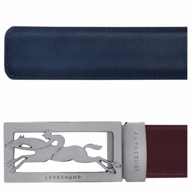 Men Belts | Longchamp Delta Box Men's Belt Navy/Burgundy