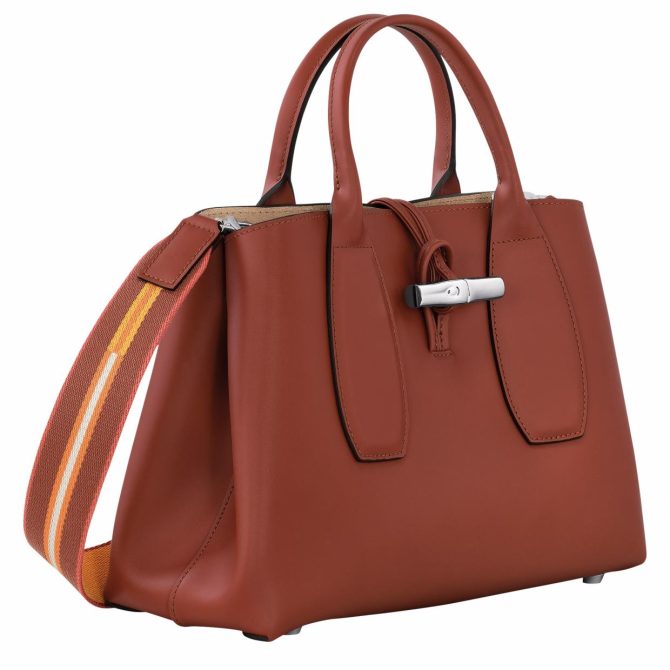 Women Handbags | Longchamp Le Roseau M Handbag Mahogany