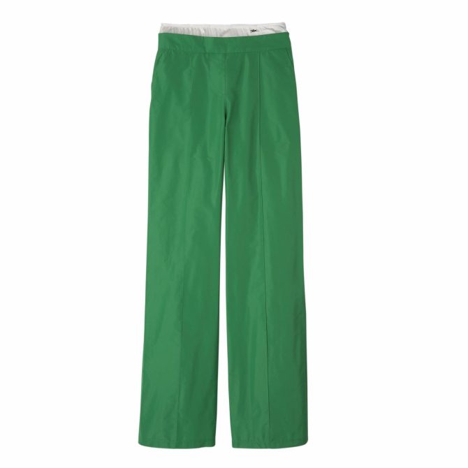 Women Trousers & Shorts | Longchamp Straight Pants With Patch Green