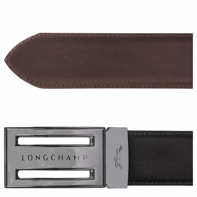 Men Belts | Longchamp Delta Box Men's Belt Black/Mocha