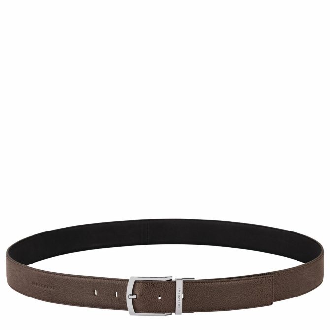 Men Belts | Longchamp Le Foulonné Men's Belt Mocha/Black