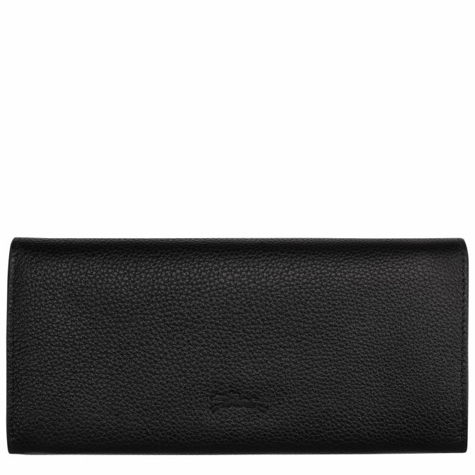 Women Leather Wallets | Longchamp Le Foulonné Continental Wallet Black