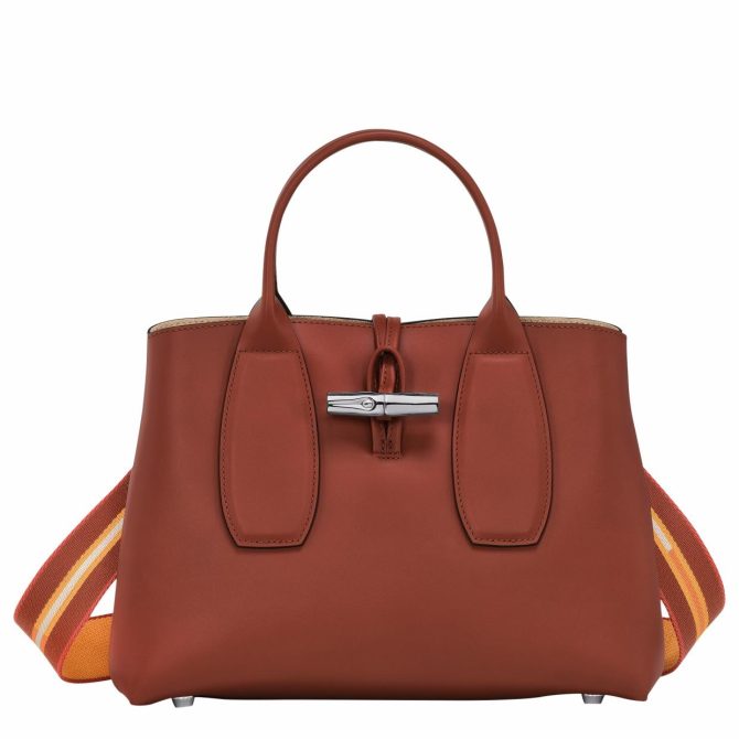 Women Handbags | Longchamp Le Roseau M Handbag Mahogany