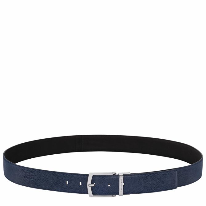 Men Belts | Longchamp Le Foulonné Men's Belt Navy/Black