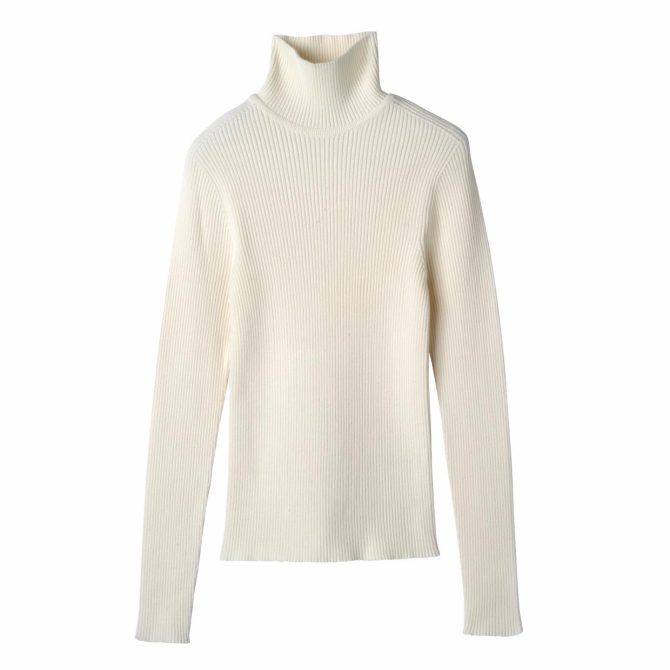 Women Knitwear | Longchamp High Collar Fitted Jumper Ecru