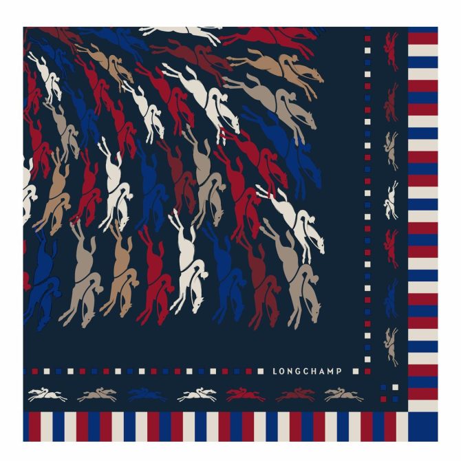 Women Silk Scarves | Longchamp Très Paris Longchamp Silk Scarf 70 Navy