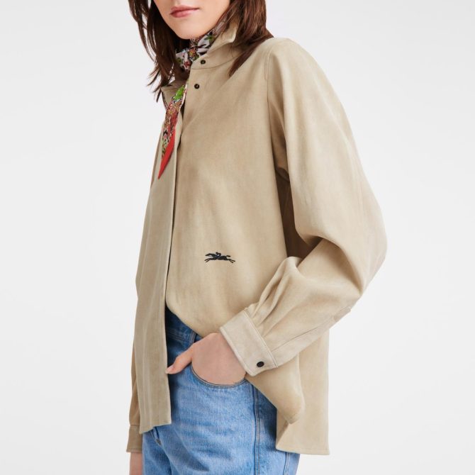 Women Tops & Blouses | Longchamp Straight Leather Shirt Linen