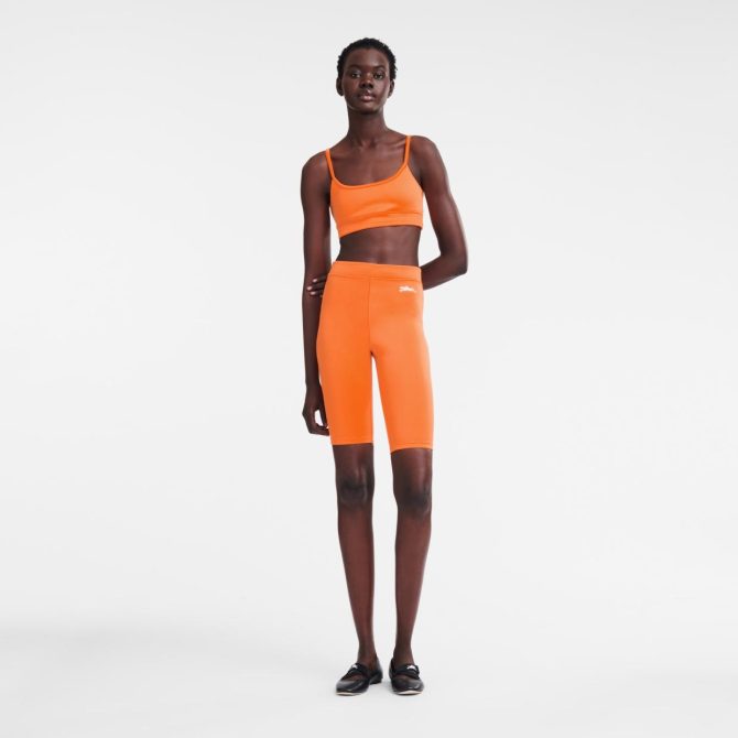 Women Trousers & Shorts | Longchamp Cycling Short Pants Orange