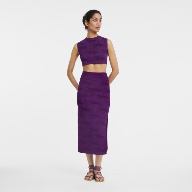 Women Dresses & Skirts | Longchamp Midi Skirt Violet