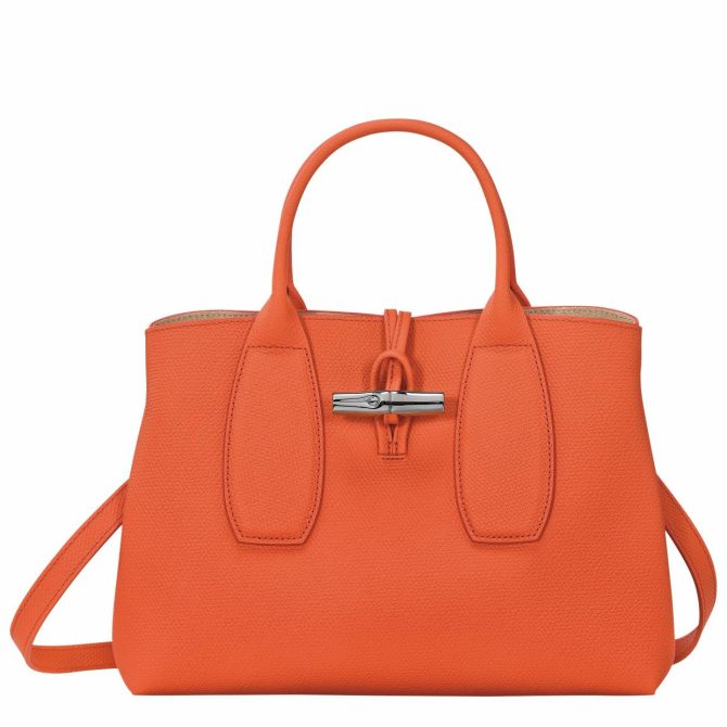 Women Handbags | Longchamp Le Roseau M Handbag Orange