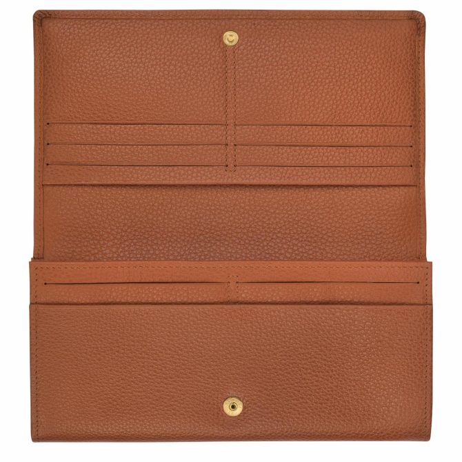 Women Leather Wallets | Longchamp Le Foulonné Continental Wallet Caramel