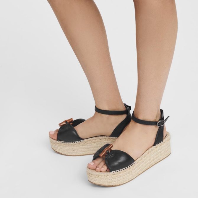 Women Sandals | Longchamp Le Roseau Wedge Espadrilles Black