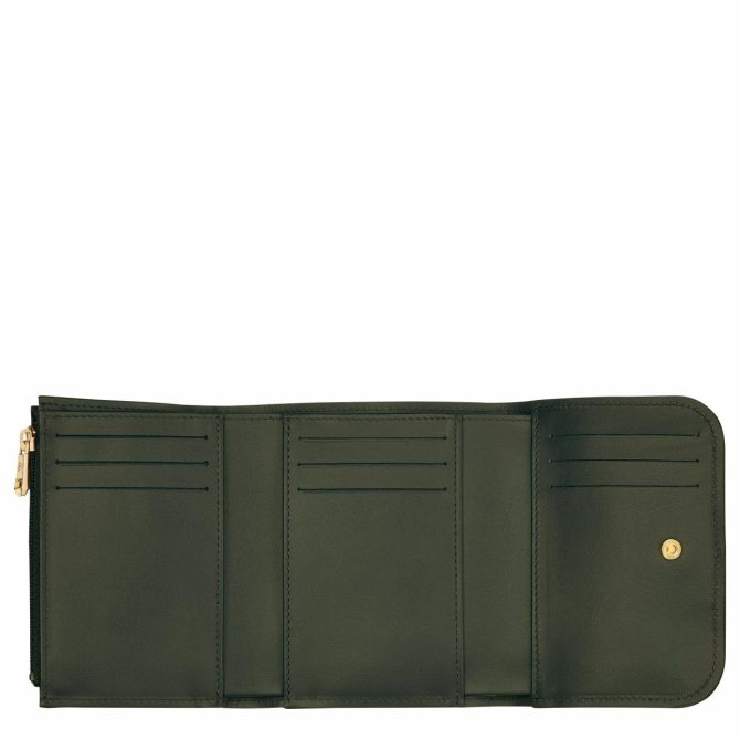 Women Leather Wallets | Longchamp Box-Trot Wallet Khaki