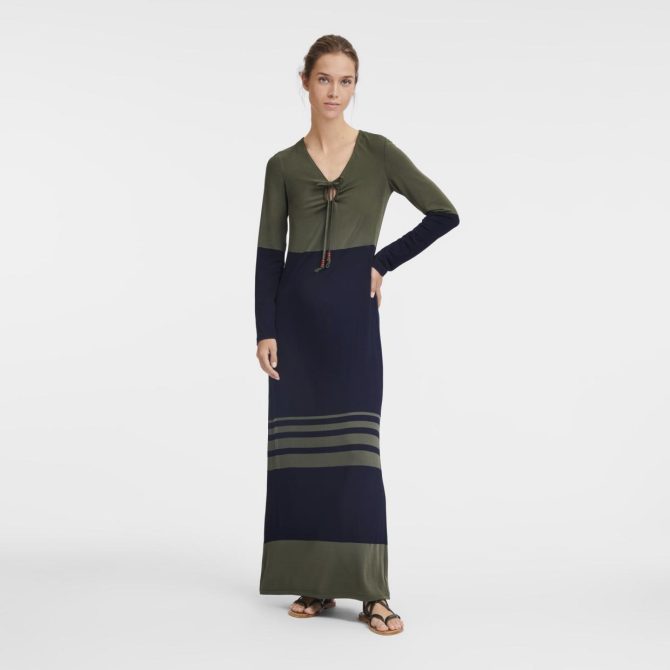 Women Dresses & Skirts | Longchamp Long Dress Navy/Khaki