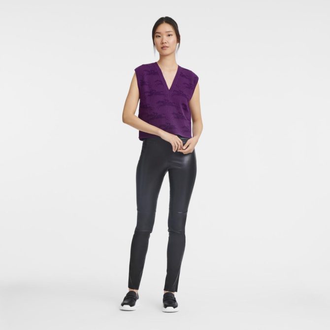 Women Knitwear | Longchamp Sleeveless Sweater Violet