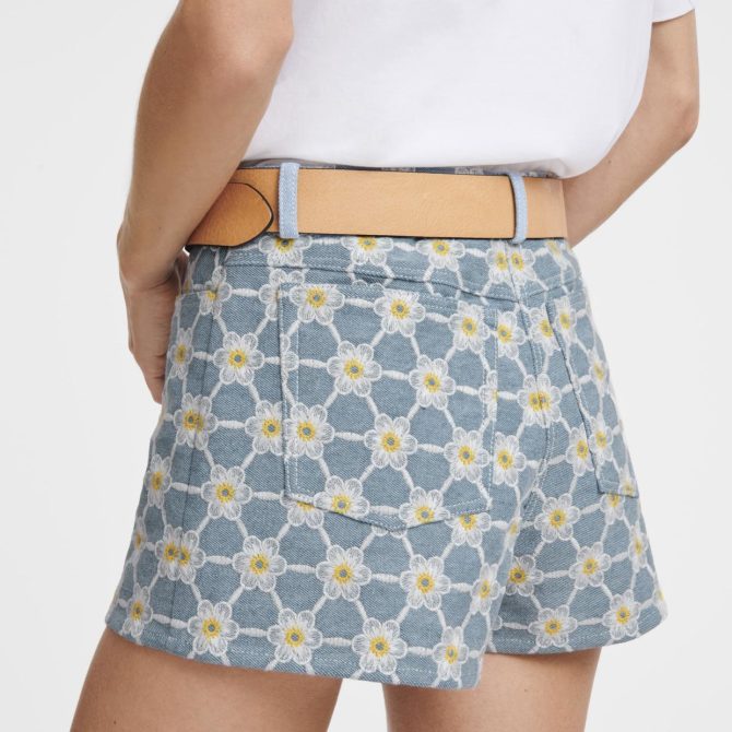 Women Trousers & Shorts | Longchamp Embroidered Shorts Sky Blue