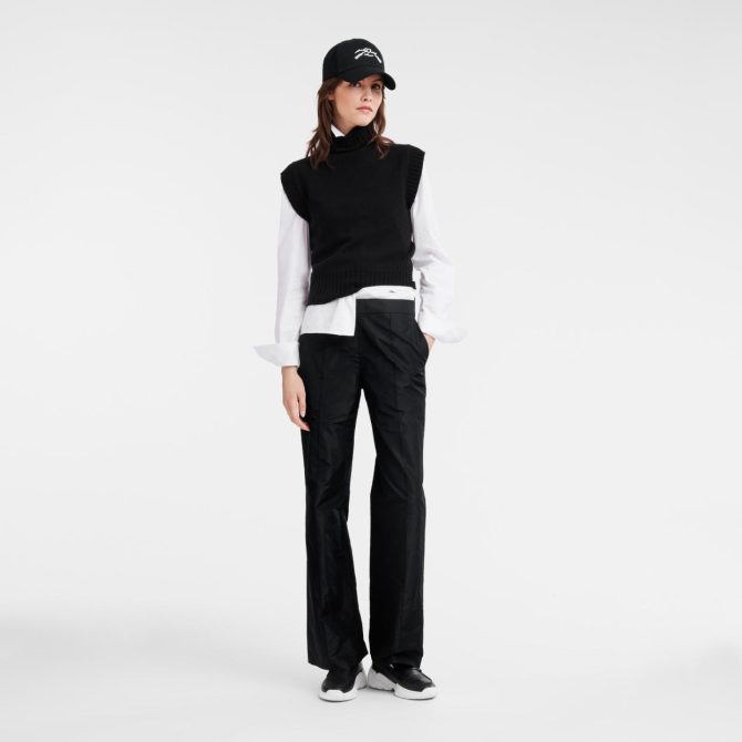 Women Knitwear | Longchamp High Collar No Sleeve Jumper Black