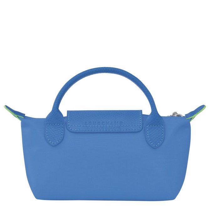 Men/Women Pouches & Cases | Longchamp Le Pliage Green Pouch With Handle Cornflower